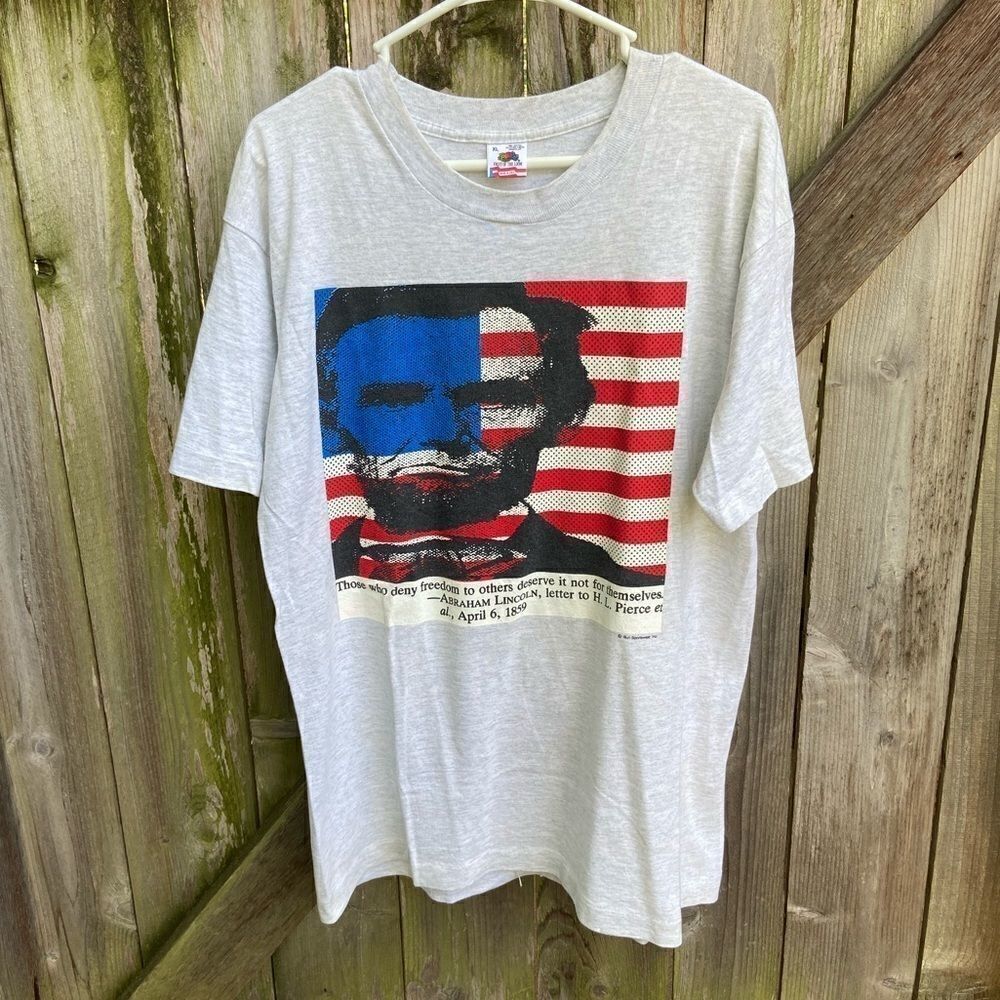 Vintage 90s Abraham Lincoln American Flag Shirt